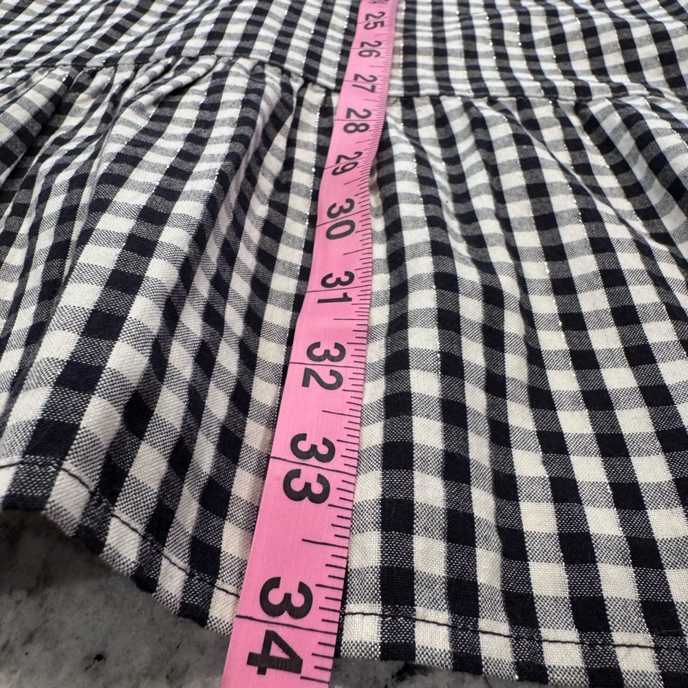 LOFT Black & Cream Gingham Tiered Mini Dress- size large - Picture 5 of 9